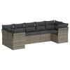 vidaXL 7-delige Loungeset met kussens poly rattan grijs