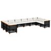 vidaXL 10-delige Loungeset met kussens poly rattan zwart