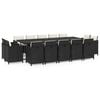 vidaXL 15-delige Tuinset met kussens poly rattan zwart