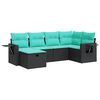 vidaXL 6-delige Loungeset met kussens poly rattan zwart