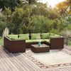 vidaXL 7-delige Loungeset met kussens poly rattan bruin