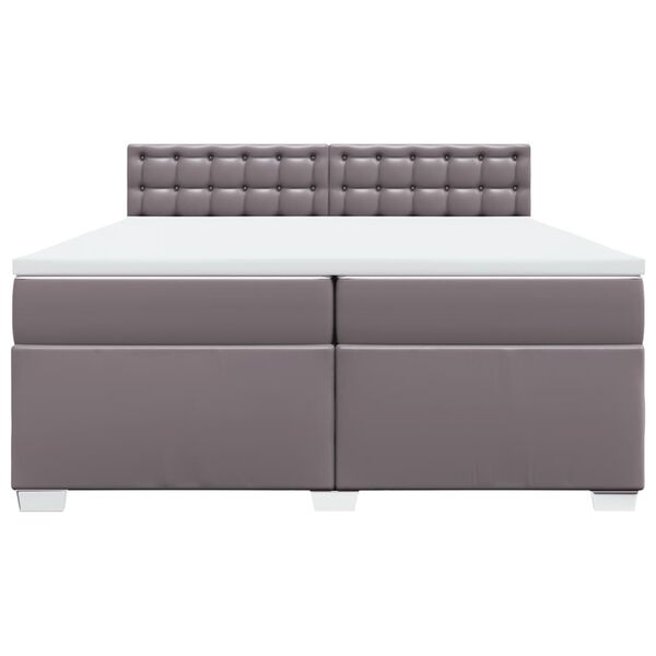 vidaXL Boxspring met matras kunstleer grijs 200x200 cm