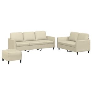 vidaXL 3-delige Loungeset met kussens kunstleer cr&egrave;me