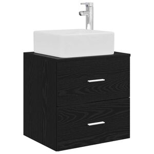 vidaXL Wandgemonteerde wastafelmeubel Zwart eiken 53 x 34,5 x 63 cm
