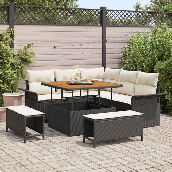 vidaXL Tuin Sofa Set 8 pcs Zwart poly rattan