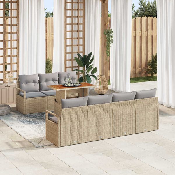 vidaXL Tuin Sofa Set met kussen met kussen 8 pcs Beige en Grijs