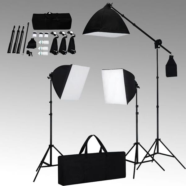 vidaXL Fotostudioset met softboxlampen, achtergrond en reflector