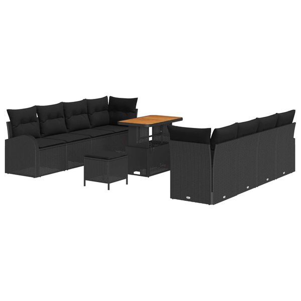 vidaXL Tuin Sofa Set met kussen met opslag met kussen 11 pcs Zwart