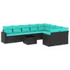 vidaXL 10-delige Loungeset met kussens poly rattan zwart