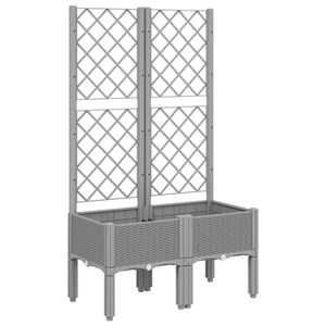 vidaXL Plantenbak met latwerk 80x40x142 cm polypropeen lichtgrijs