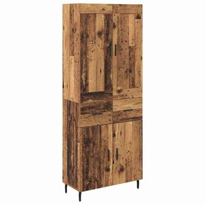 vidaXL Hoge kast 2 st Oudhout 69,5 x 34 x 180 cm Bewerkt hout