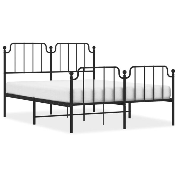 vidaXL Bedframe met hoofd- en voeteneinde metaal zwart 140x200 cm