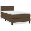vidaXL Boxspring met matras stof donkerbruin 100x200 cm