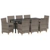 vidaXL Tuin eettafelset 9 st Grijs poly rattan