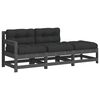 vidaXL 3-delige Loungeset met kussens massief hout grijs