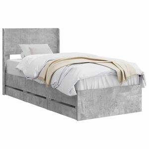 vidaXL Bedframe met opbergruimte en hoofdbord Betongrijs 90 x 200 cm