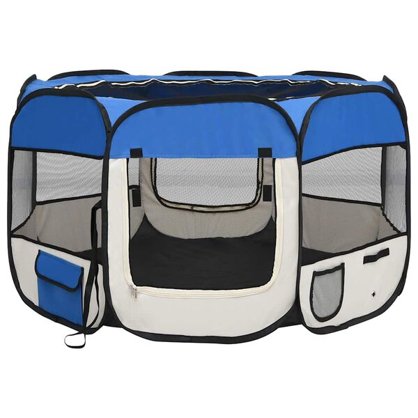 vidaXL Hondenren inklapbaar met draagtas 110x110x58 cm blauw