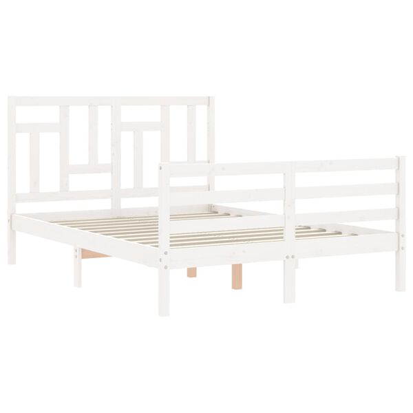 vidaXL Bedframe met hoofdbord massief hout wit