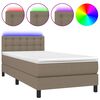 vidaXL Boxspring met matras en LED stof taupe 100x200 cm