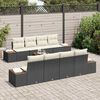 vidaXL Tuin Sofa Set met kussen met opslag 9 pcs Zwart Poly riet