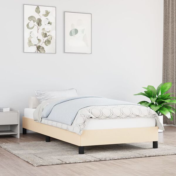 vidaXL Bedframe zonder matras 80x200 cm stof crèmekleurig