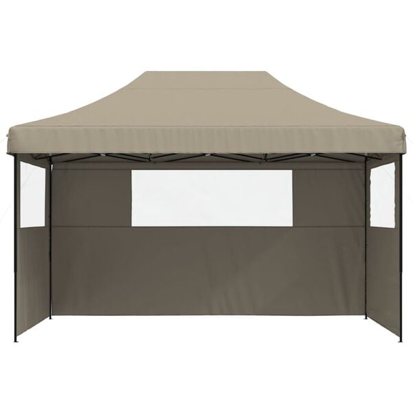 vidaXL Partytent inklapbaar pop-up met 3 zijwanden taupe
