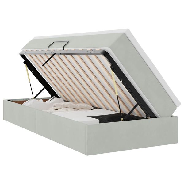 vidaXL Opbergbed met matras met matras Lichtgrijs 90 x 190 cm Fluweel