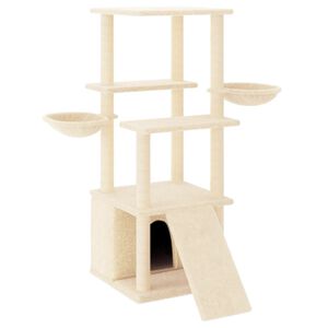 vidaXL Kattenmeubel met sisal krabpalen 133 cm cr&egrave;mekleurig