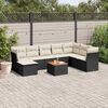 vidaXL 9-delige Loungeset met kussens poly rattan zwart