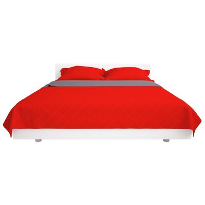 vidaXL Dubbelzijdige quilt bedsprei rood en grijs 170x210 cm