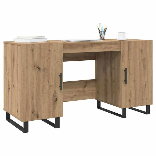 vidaXL Bureau artisanaal eikenkleurig 140 x 50 x 75 cm Bewerkt hout