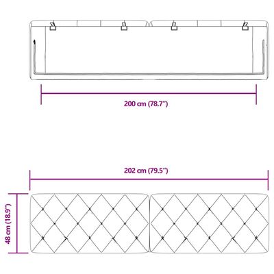 vidaXL Hoofdbordkussen 200 cm fluweel blauw