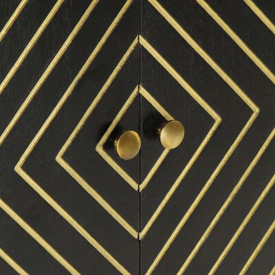 vidaXL Dressoir met 2 deuren 55x30x75 cm mangohout zwart en goud