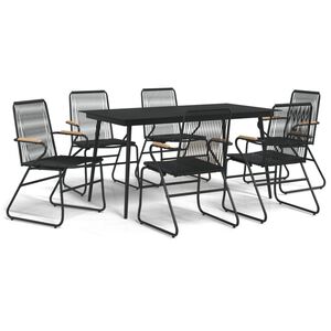 vidaXL 7-delige Tuinset PVC-rattan zwart