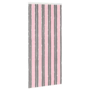 vidaXL Insecten Gordijn Chenille Zilvergrijs en Roze 90 x 200 cm