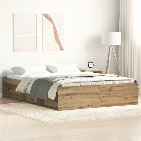 vidaXL Bedframe zonder matras spaanplaat artisanaal eikenkleurig