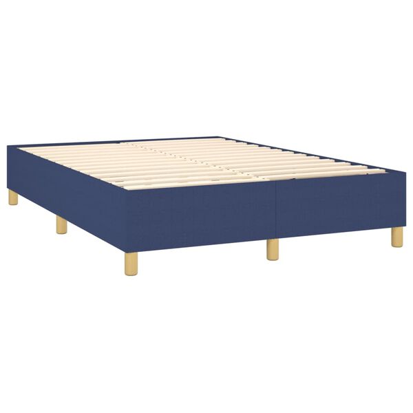 vidaXL Boxspring met matras stof blauw 140x200 cm
