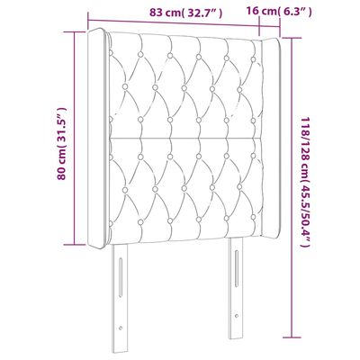 vidaXL Hoofdbord LED 83x16x118/128 cm fluweel donkergrijs