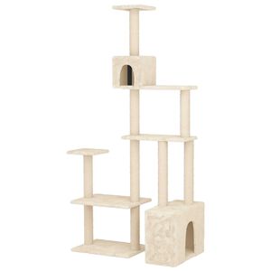 vidaXL Kattenboom met sisal krabpalen Cr&egrave;mekleurig 177,5 cm