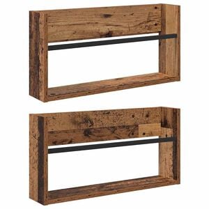 vidaXL Tijdschrift Rek 2 pcs Oudhout 60 x 12 x 30 cm Bewerkt hout