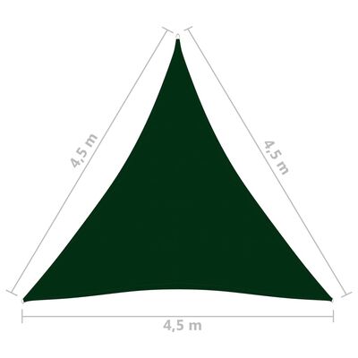 vidaXL Zonnescherm driehoekig 4,5x4,5x4,5 m oxford stof donkergroen