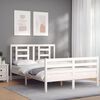 vidaXL Bedframe met hoofdbord massief hout wit 140x190 cm