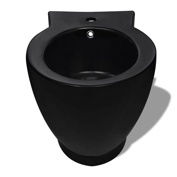 vidaXL Toilet- en bidetset keramiek zwart