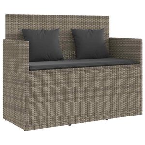 vidaXL Tuinbank met kussens poly rattan grijs