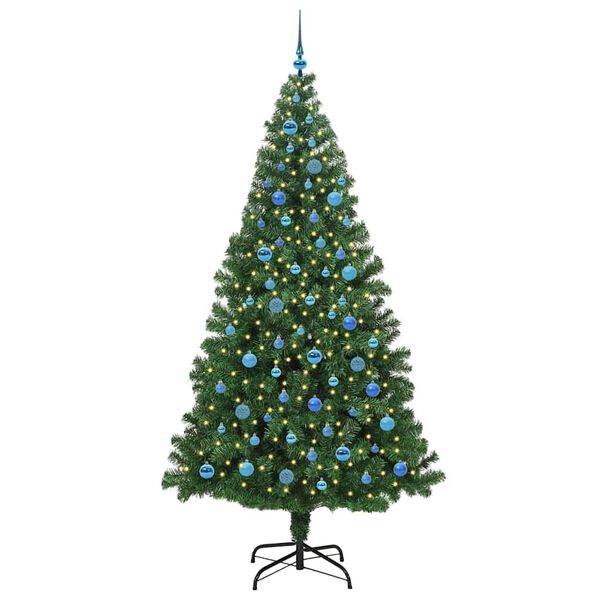vidaXL Kunstkerstboom Groen 240 cm PVC en Staal en Kunststof