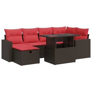 vidaXL 7-delige Loungeset met kussens poly rattan acacia bruin