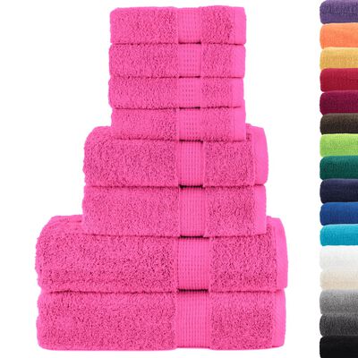 vidaXL 8-delige Handdoekenset 600 g/m² 100% katoen roze