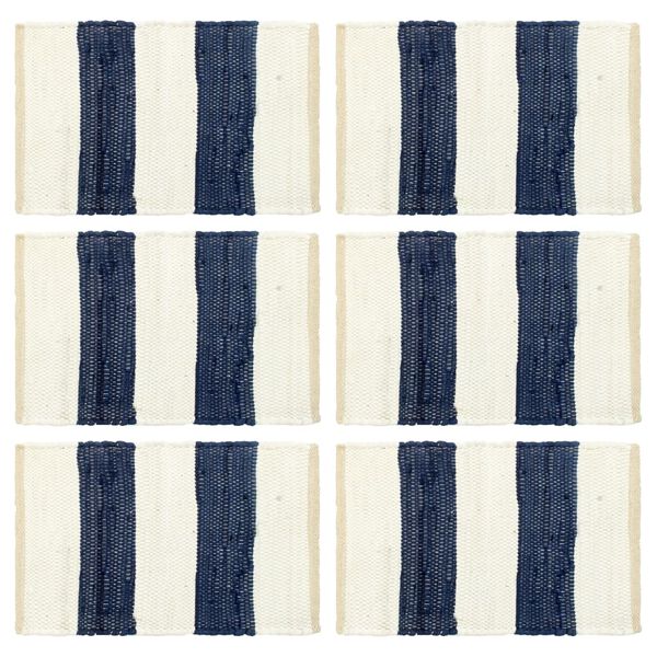 vidaXL Placemats 6 st chindi gestreept 30x45 cm blauw en wit