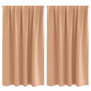 vidaXL Zwart-out Gordijnen met Ringen 2 pcs Licht Bruin 140 x 140 cm