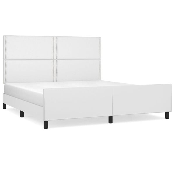 vidaXL Bedframe met hoofdbord kunstleer wit 180x200 cm